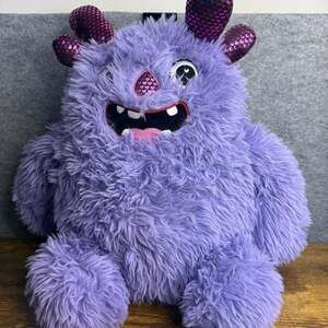 Hug & Luv Purple Shaggy Monster Plush with Heart Pattern Accents